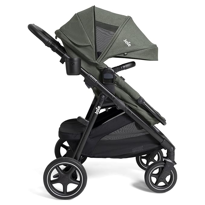 Joie Ginger lx 4-in-1 One-Hand Pramette Stroller - Easy Convertible Pramette and Stroller with a One-Hand Pramette Conversion, for Newborns to Toddlers (Evergreen)