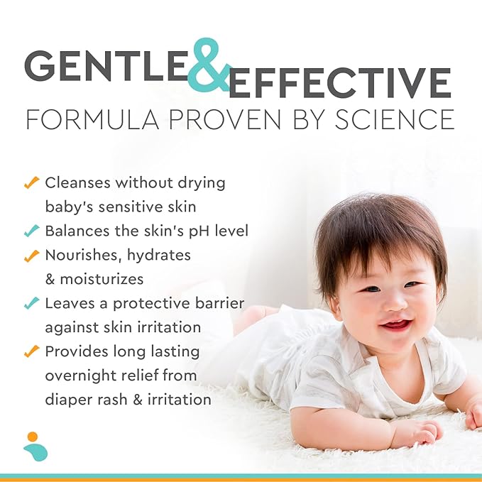 3-in-1 Diaper Care - Baby Cream, Cleanser & Lotion Organic - Diaper Rash - Rash Ointment - Cream to Clean, Moisturize & Protect Skin Made in France, 24 oz