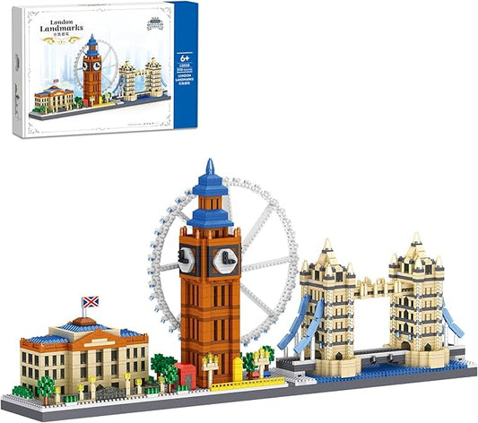 Architecture London Skyline Micro Mini Blocks Building Set, The London Eye, Big Ben, Westminster Palace, and Tower Bridge Gift for Kids and Adults (3110 Pieces)