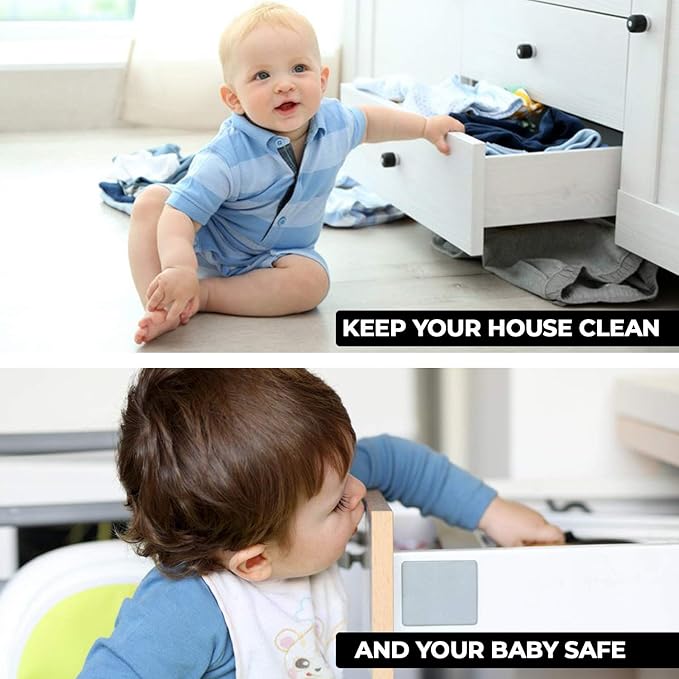 Child Proof Locks for Cabinet Doors (12 Pack + Gift) - Child Cabinet Locks Baby Locks for Cabinets and Drawers - Baby Cabinet Safety Latches Child Locks for Kitchen Cabinets Baby Proofing Cabinets