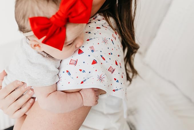 Copper Pearl Baby Burp Cloth Large 21''x10'' Size Premium Absorbent Triple Layer 3-Pack Gift Set “Patriot