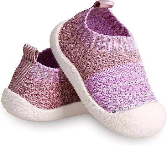 Baby First-Walking Shoes 1-4 Years Kid Shoes Trainers Toddler Infant Boys Girls Soft Sole Non Slip Cotton Canvas Mesh Breathable Lightweight TPR Material Slip-on Sneakers Outdoor