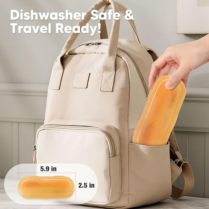 Silicone Baby Spoons 2-Pack with Case, Self Feeding 6 Months, Baby Led Weaning Supplies, Toddler Utensils with Safety Chain, Toddler Essentials, Dishwasher Safe Baby Safety Products