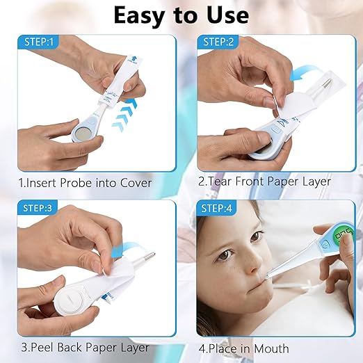100 Pack Thermometer Probe Covers Compatible with Vicks - Disposable Thermometer Sleeves, Convenient to Use and Enhance Comfort, Clear Temperature Sheath Sleeves for Oral and Rectal