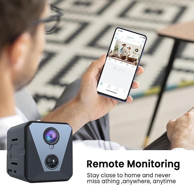 4K WiFi Indoor Camera with 64GB SD Card, Battery Powered Security Cam, 100-Day Standby, AI Human Detection, Night Vision, Real-Time Alert, Baby Monitor, Pet Cam for Home or Office