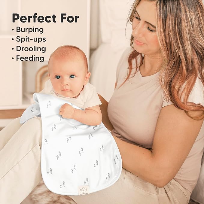 Organic Burp Cloths Baby Boy & Girl - 5-Pack Super Absorbent Cotton Burping Cloths for Babies, Soft & Plush Newborn Spit Up Rags, Infant Towels for Milk Spit Up, Unisex, Large 21" x 10" (Nordic)