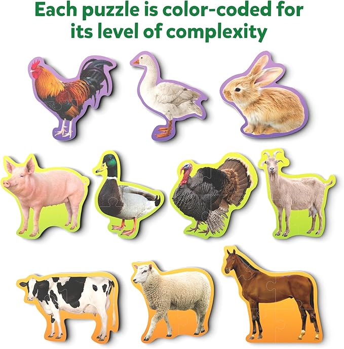 Skillmatics Step by Step Puzzles - 40 Piece Jigsaw & Toddler Puzzle, Farm Animals, Christmas Stocking Stuffers, Montessori Educational & Travel Toy for Boys & Girls, Gifts for Kids Ages 3, 4, 5 and Up