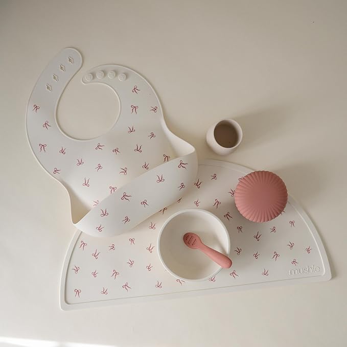 mushie Silicone Placemat for Kids | BPA-Free Non-Slip Design (Bows)