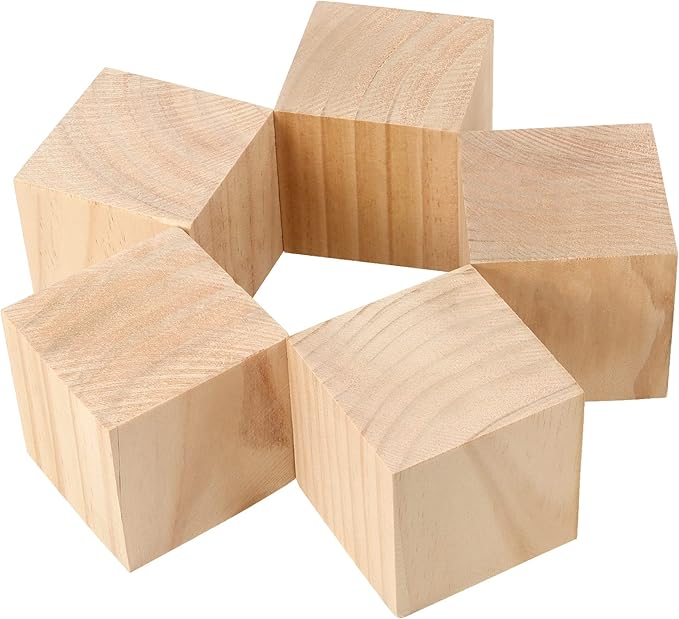JEUIHAU 60 Pieces 2 Inch Wooden Cubes, Unfinished Wood Blocks, Natural Blank Wood Square Blocks for Painting, Puzzle Making, Decorating, Crafts and DIY Projects