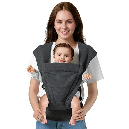 Baby Carrier Newborn to Toddler Baby Wraps Carriers(7-30lbs), Newborn Carrier with Head Support, Infant Holder Carrier with Enhanced Lumbar Support, Dark Grey