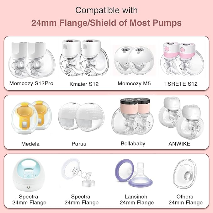 Flange Insert 15mm, Compatible with S9/S12/S9Pro/S12Pro Wearable Breast Pump Parts Replace, Pump Shield/Flange Insert to Reduce 24mm Down to 15mm