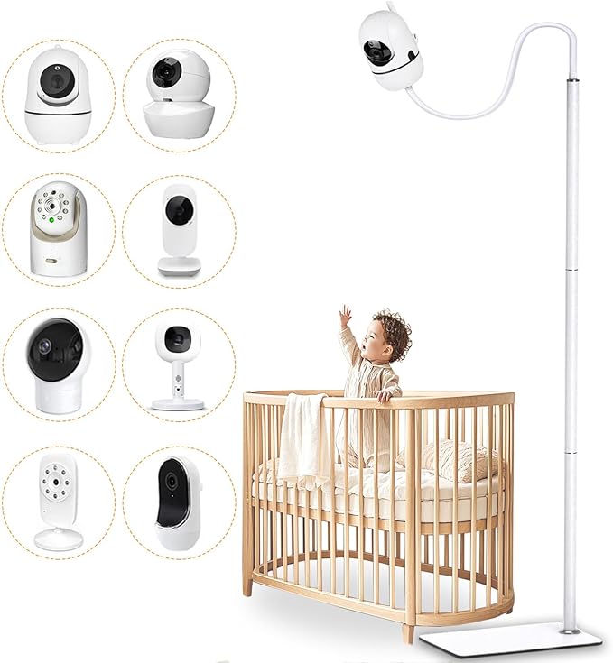 69" Adjustable Height Floor Stand for Hello Baby Monitor, Gooseneck Swivel Holder Mount with Stable Base for HelloBaby,Nanit Pro,Owlet, Motorola,VAVA,1/4 Thread Connection, Universal Monitor Mount
