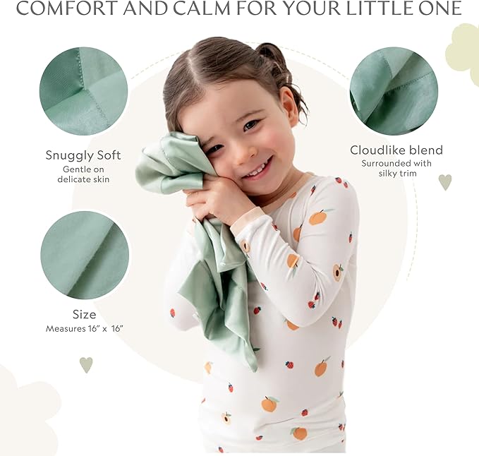 Ultra-Soft Lovey Security Blanket - Baby Essentials, Newborn Essentials, Ultra-Soft Fleece Baby Blanket with Satin Trim – 16" x 16" - Sage