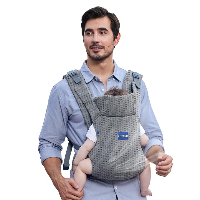 Baby Carrier Newborn to Toddler,Newborn Carrier(7-25lbs) with Head Support, Cozy Baby Wrap Carrier, with Hook&Loop for Easily Adjustable, Soft Fabric (Breathable Black) (Summer-Gray)