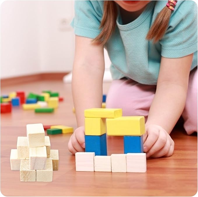 220Pcs 1cm Unfinished Wood Cubes, 0.39” Natural Square Wooden Blocks for Math Counting, Crafts, and DIY Projects