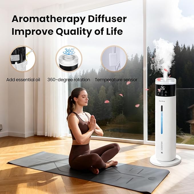 Large Humidifier for Bedroom, 8L/2.1Gal Ultrasonic Cool Mist, Remote control,Easy Clean with 350ML/H Large Mist Speed, Suitable for Kids Room Plant Yoga Study Room Office