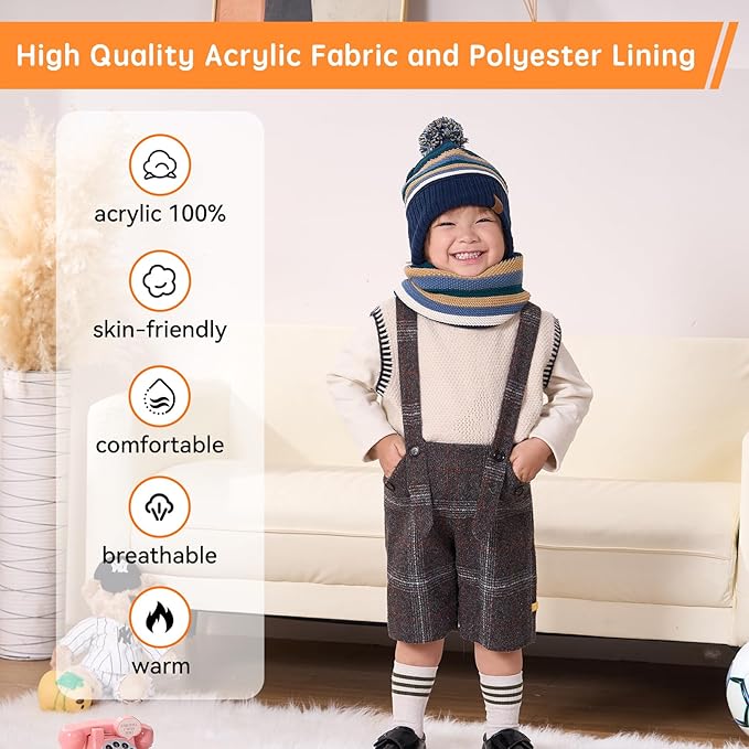 Moon Kitty Baby Boys Hats Toddler Beanies for Boys Winter Fleece Winter Hat Boys