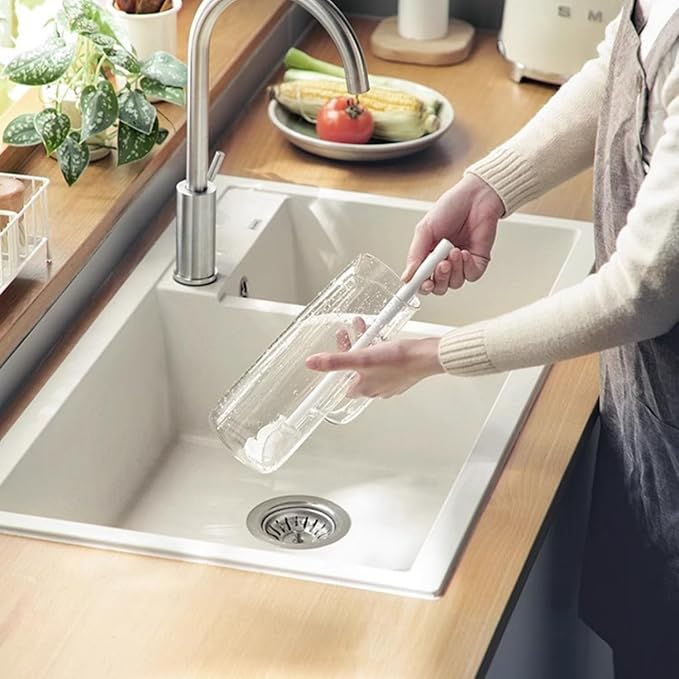 360° Flexible Silicone Bottle Brush with Long Handle, Deep Cleaning Brush for Long Bottle, Narrow Neck Bottle, Water Bottles, Baby Bottles, Flasks (1PCS)