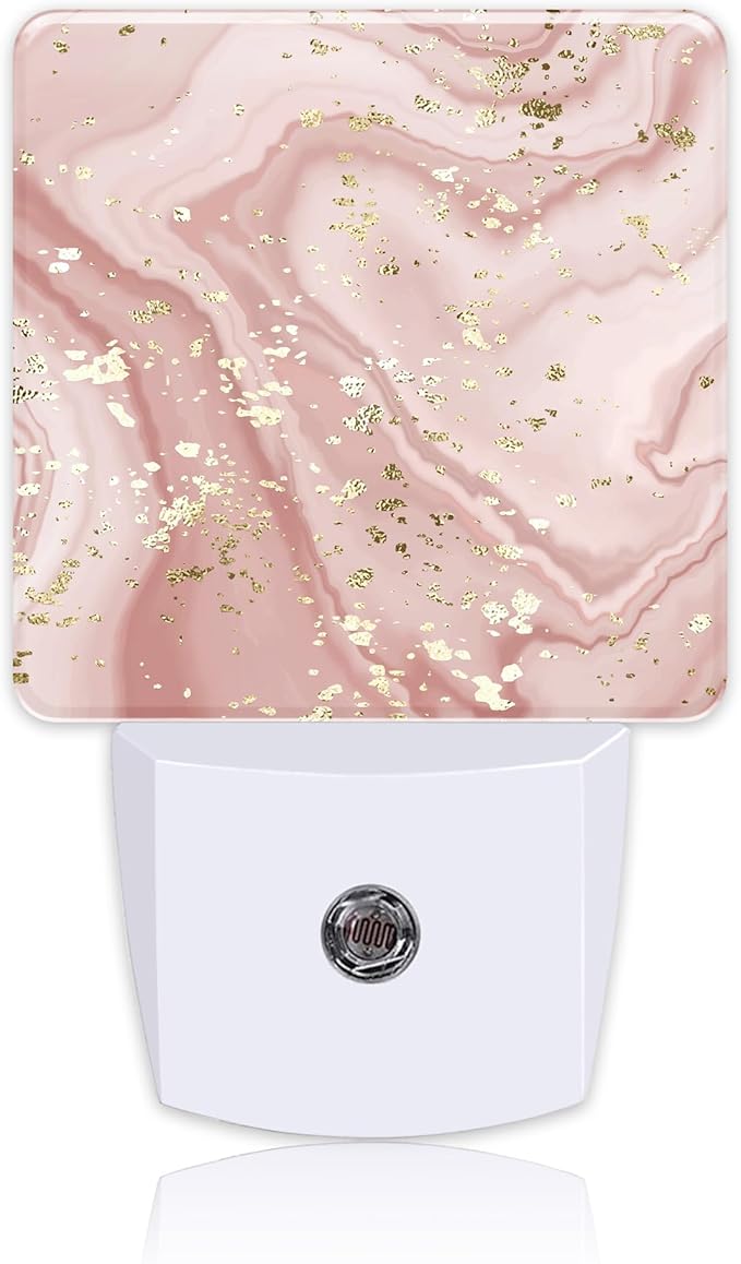 Plug in Night Lights Gold Splatter Texture Liquid Marble Nightlight Plug Into Wall Dusk to Dawn Sensor LED Night Light for Kid Girls Boys Room Decor,Hallway,Kitchen,Bathroom,Nursery,Stairs