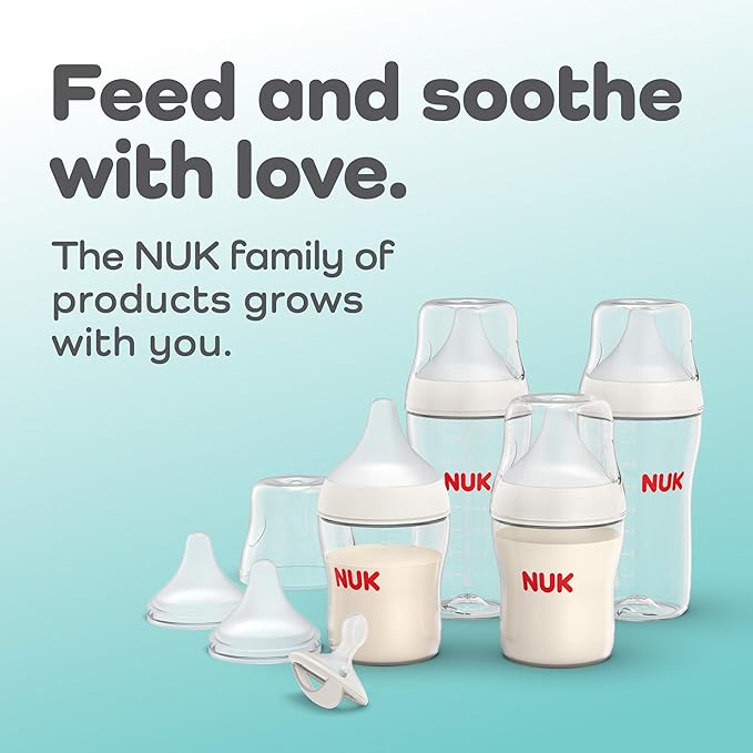 NUK Perfect Match 2-in-1 Natural and Anti-Colic 8oz Bottle with Adaptable Medium Flow Nipple, 2 Pack