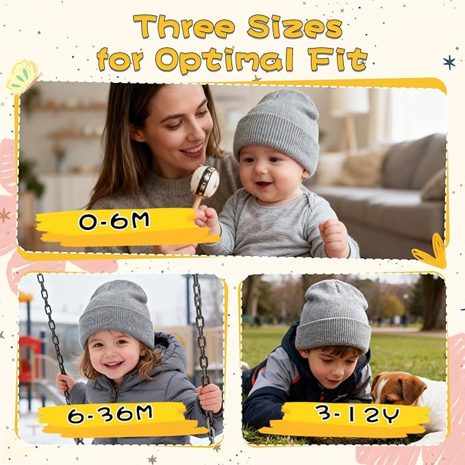 ZOORON Toddler Beanie Baby Kids Beanies Warm Winter Hat Knit Skull Cap for Boys & Girls Soft Children Infant Hat