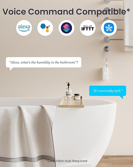 SwitchBot Bluetooth Hygrometer Thermometer 3 Pack with Hub, Smart Humidity Temperature Sensor with App Notifications, 394ft Bluetooth Range, Compatible with Alexa, Google Home, HomeKit