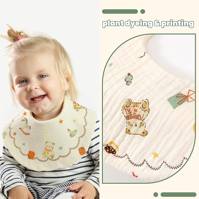 Baby Bibs Muslin Bibs for Baby Girl Boy for Drooling and Teething 10 Pack