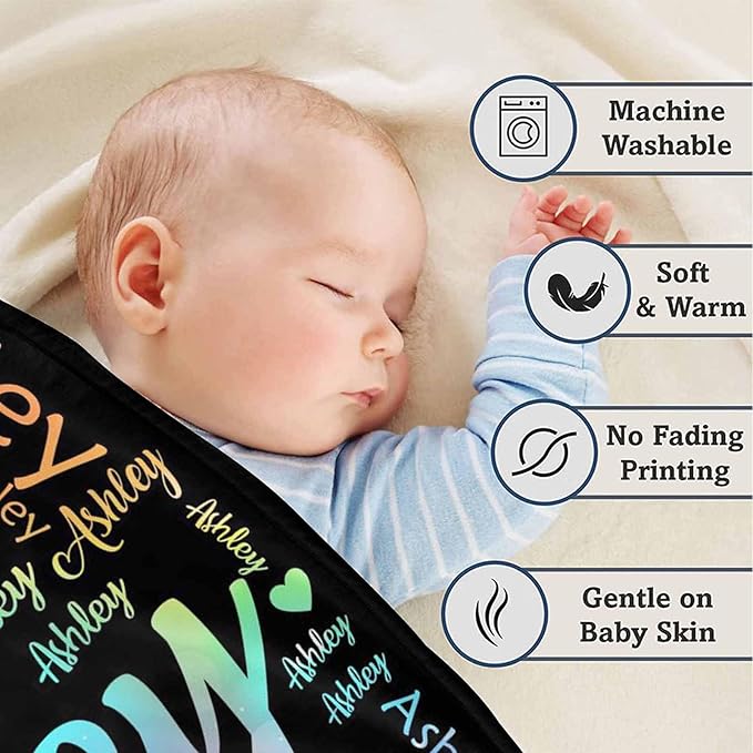 Artsadd Personalized Baby Blankets for Boys Girls Custom Throw Blanket with Name for Best Friends Customized Girl's Blanket for Infant Newborn Toddler Daughter Son Christmas Birthday Graduation