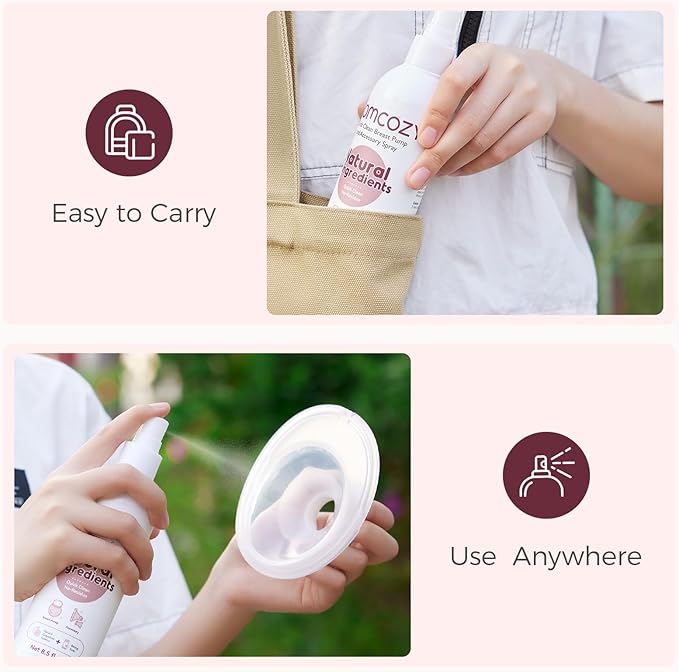 Momcozy Portable Breast Pump Cleaning Spray, Effective Milk Fat Removal & Residue-Free, Natural Grapefruit Scent, Pump Spray for Breast Pump or Accessories, and Other Baby Products, 8.5 Fl Oz
