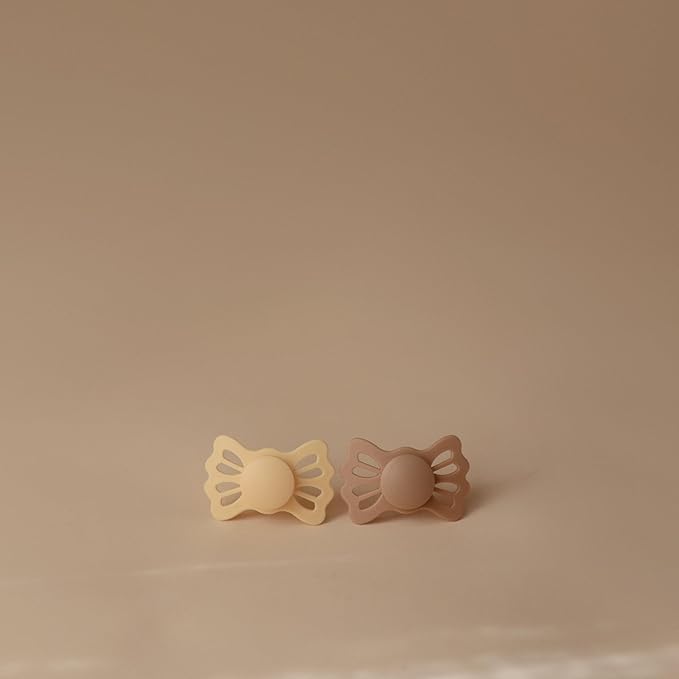 FRIGG Lucky Symmetrical SilkySoft Silicone Baby Pacifier | Made in Denmark | BPA-Free (Pale Daffodil/Silky Satin, 6-18 Months)