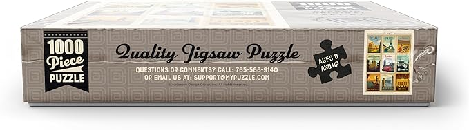 MyPuzzle World Travel: Multi-Image Print - Edition 1, Vintage Poster - Premium 1000 Piece Jigsaw Puzzle for Adults