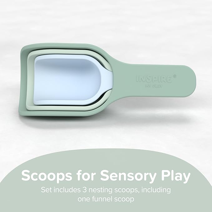 Inspire My Play - 3 x Silicone Nesting Scoops - Perfect for Sensory PlayTray - Sensory Bin Accessories - Special Education Classroom Supplies - Montessori Education Toys - Multi-Purpose Shovel - Green