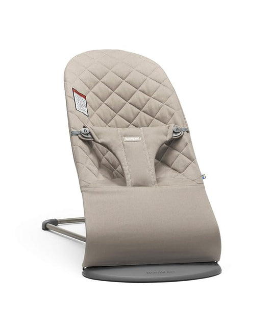 BabyBjörn Bouncer Bliss, Sand Gray, Cotton | 2-in-1 Adjustable Baby Bouncer Seat and Toddler Chair, Newborn to Toddler (8-29 lbs), 4 positions, Lightweight & Portable
