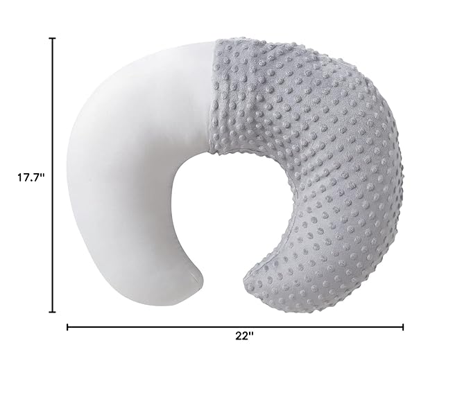 Nursing Pillow and Positioner with Cover for Breastfeeding and Bottle Feeding, Propping Baby, Tummy Time, Baby Sitting Support, Awake-Time Support (Grey, 22" x 17.7" x 5.9")