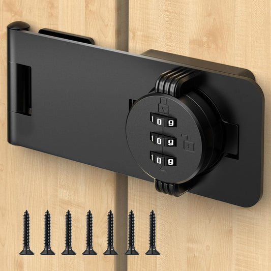 Keyless Cabinet Lock with Combination, Locker Code Lock with 3-Digit Combination, Security Door Lock for Drawers, Lockers, Bifold Doors, Small Doors, Closets, Refrigerators (Black-1pc)