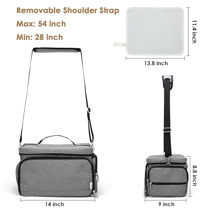 Breast Pump Bag Fit for Spectra S1 and S2, Breast Pump Storage Bag with Waterproof Mat Pumping Bag for Moms Work Travel, Grey