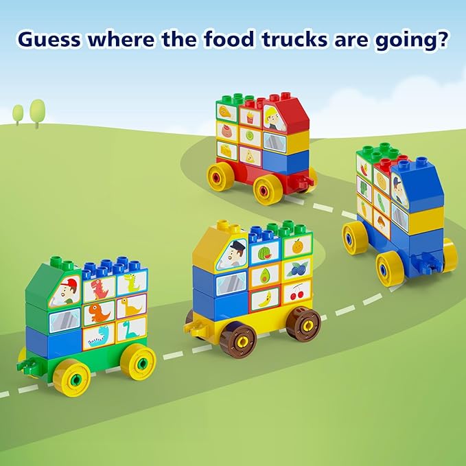 Building Blocks for Toddler (126Pcs) Stacking Toys with 4 Cars, Learning and STEM Fun Montessori Toys, Educational Blocks Age 3+ for Kids Boys & Girls Birthday, Compatible with All Major Brands