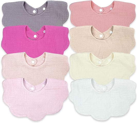 Baby Bibs Muslin Bibs 8 Pack for Drooling and Teething for Unisex Girls Boys