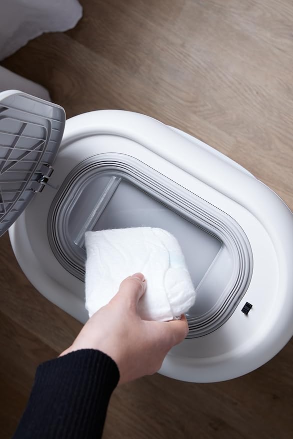 Eco-Touch Baby Nappy Diaper Bin - Odor Lock Airlock, No Costly Refills, 10L Capacity, Recyclable, Use Any Bag - White Nursery Diaper Pail