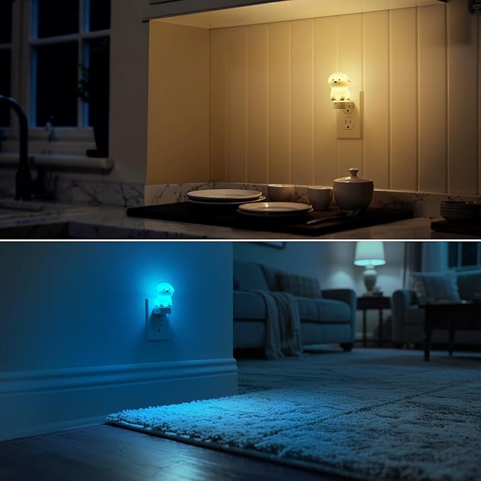 DORESshop LED Night Light for Kids, 3D Cute Puppy Night Lights Plug into Wall with Dusk to Dawn Sensor, RGB+Soft White 3000K Dog Night Light, Christmas Birthday Gift Nightlight for Kids, Room Decor