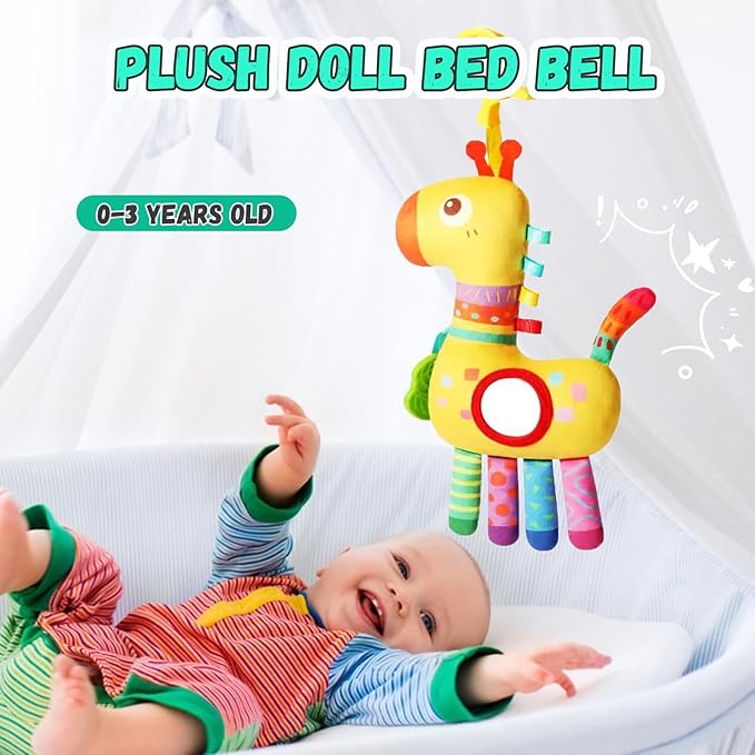 Baby Toys for 3 6 9 12 Months, Bassinet Toys for Infant & Toddlers, Crib Stroller Hanging Doll for Stimulating Baby’s Senses and Developing Motor Skills (Giraffe)