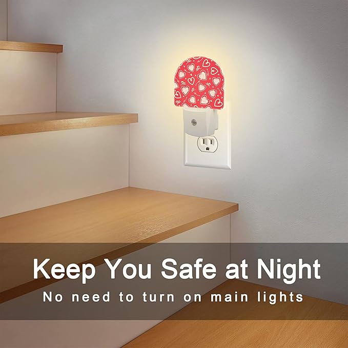 Valentine's Day Love Words and Arrow Night Light for Kids, Red Love Hearts Night Light Plug in with Dusk to Dawn Sensor,0.5w Energy Saving Nightlight for Hallway Stairway Kitchen Bedroom