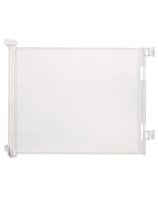 Retractable Baby Gate for Stairs – 33” Height, Expands up to 55” Width – Safety Gate for Infants, Toddlers, Dogs & Pets – Easy Install, Secure Closure, White Mesh Design for Indoor & Outdoor Use