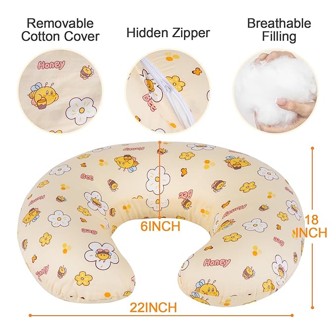 Baby Nursing Pillow for Breastfeeding, Adjustable Breast Feeding Pillow for Bottle Feeding, Breastfeeding Essentials for Mom and Baby Healthier Nursing, Bobby Pillow for Newborn,Removable Cotton Cover
