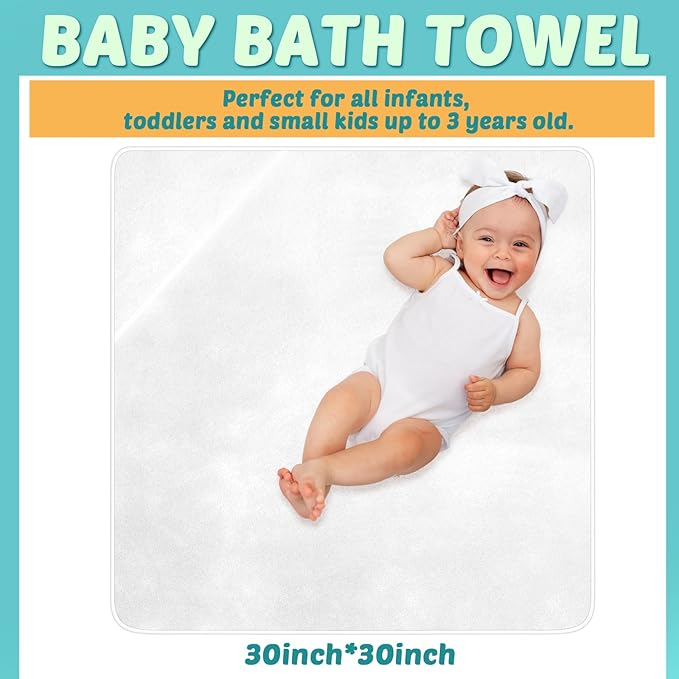 Chumia 6 Pack Baby Bath Towel Coral Fleece Soft Absorbent Newborn Hooded Towel for Kid 30 x 30 Inch Toddler Bath Blanket for Babies Infant Shower Gift(Gray/Beige/Blue)