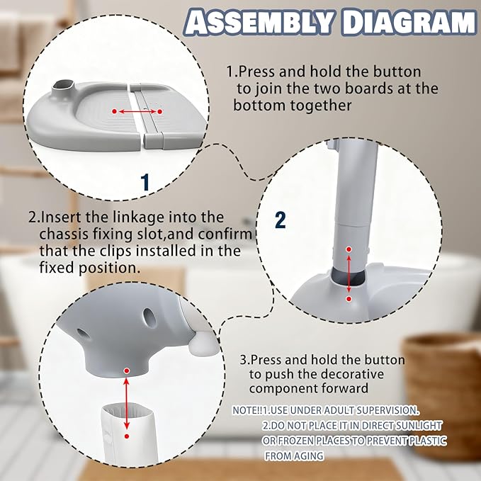 Baby Shower Stand Adjustable Toddler Shower Standing Support with Anti-Slip Base Infants Bath Support for 8-36 Months Portable Bath Helper (Grey)