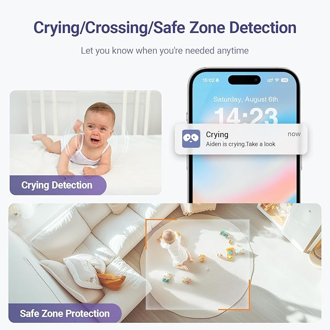2K Baby Sleep Breathing Monitor Camera for Newborn & Crib Mount, 5G Wi-Fi, Nursery Night Light, Sensor-Free, Sound/Motion/Cry Tracking Notification, Night Vision, No Monthly Fee