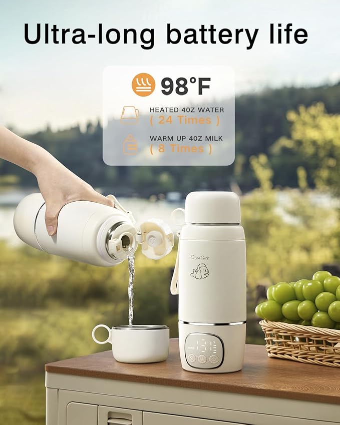 Portable Bottle Warmer, Milk Warmer for Baby with Fast Heating,16000mAh Long Battery Life for Baby on The Go,17 Oz for Travel,Car and Airplane