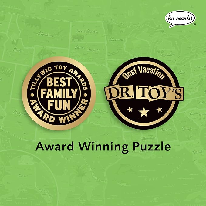 Re-marks Map of USA Deluxe Jigsaw Puzzle with Whimsy Pieces- All Ages