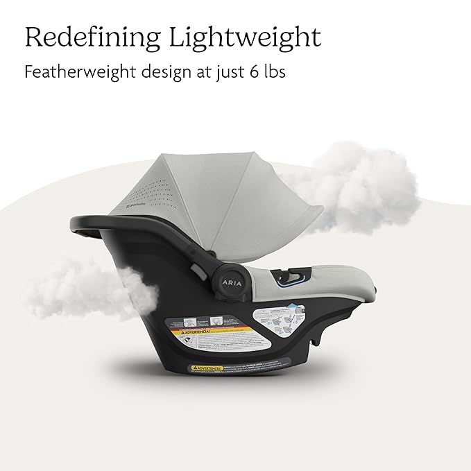 UPPAbaby Aria V2 Lightweight Infant Car Seat - Just Under 6 lbs - Base with Load Leg + Infant Insert + All-Weather FootCover Included - Direct Stroller Attachment - Savannah (Pearl Grey Mélange)